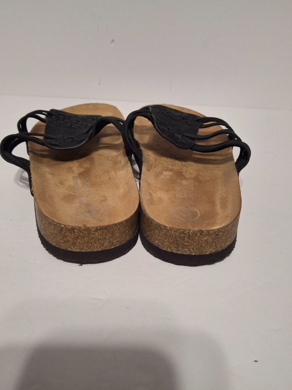 White Mountain Footbeds Halicore Black Nubuck Huarache Slide Sandals Cork Sz 11 - Picture 3 of 7
